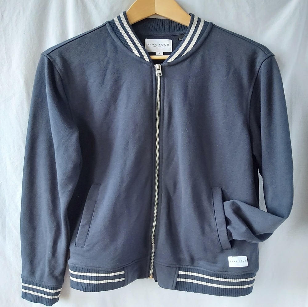 Five Four Bomber Jacket Fleece  Navy Zip Up Sz S